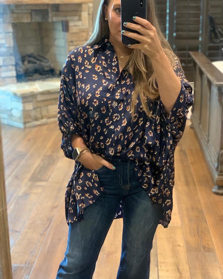 Oversized silk button Down Top