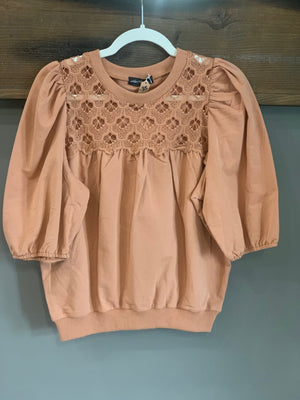 Puff Sleeve Burnt Orange Top