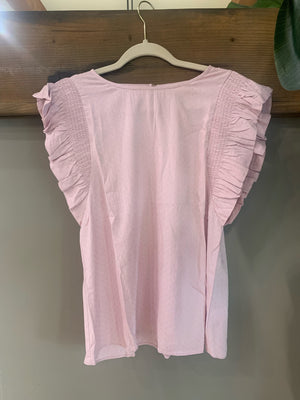 Pink Dot Ruffle Sleeve