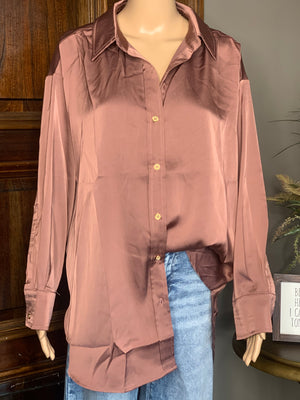 Mauve Oversized Button Up