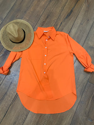 Orange oversized Button Up