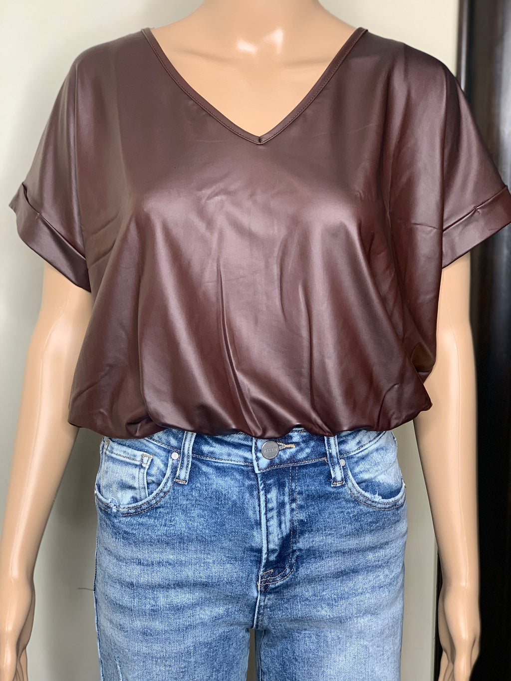 Faux Leather Brown Body Suit