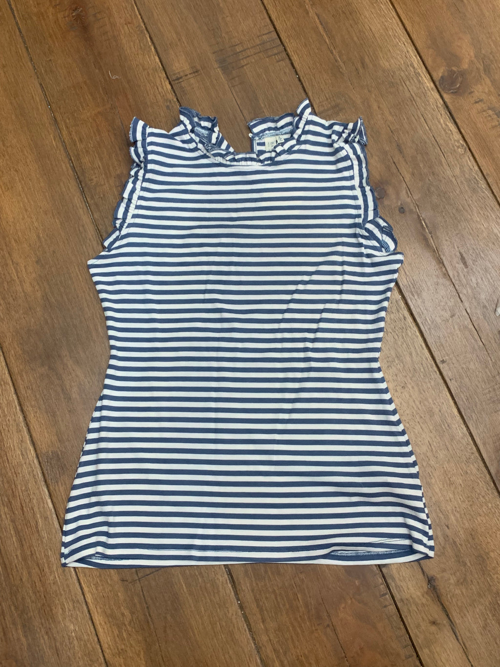 Blue Stripe Ruffle Top