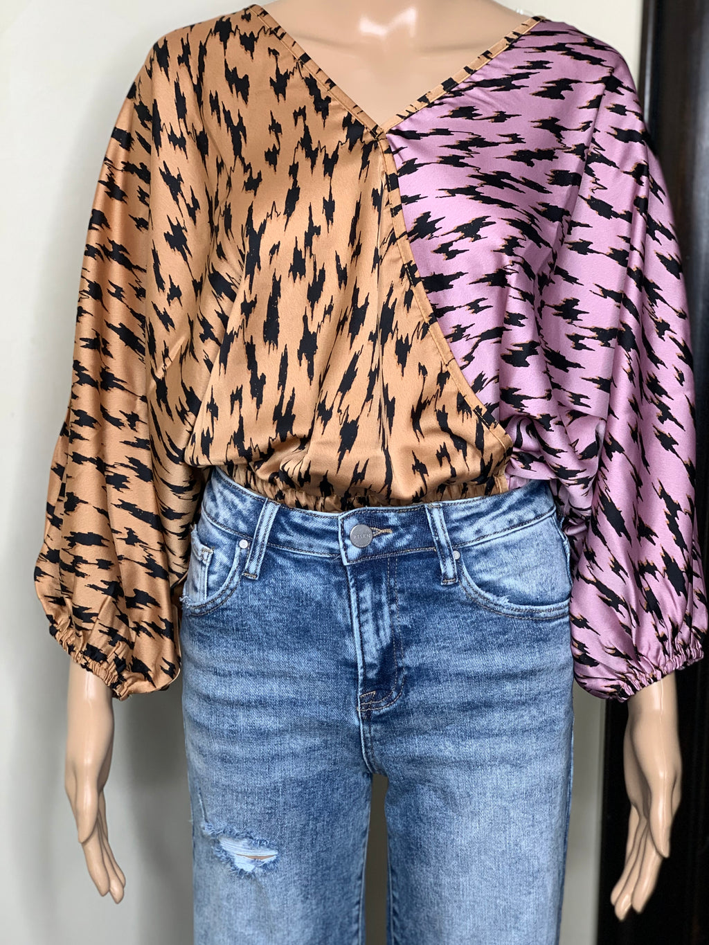 Tiger Print Elastic Waist Top