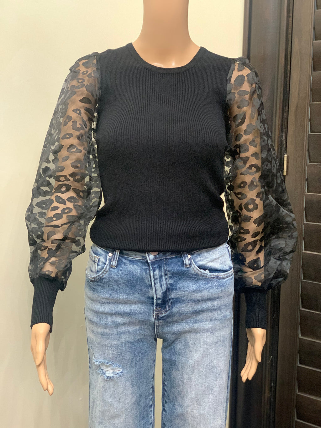 Sheer Animal Print Sheer Top